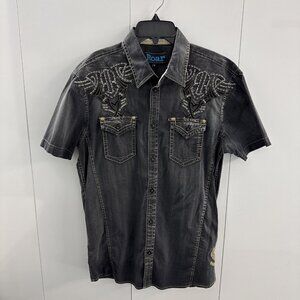 Roar Gray Khaki Signature Edition Short Sleeve Button Up Shirt Size Medium